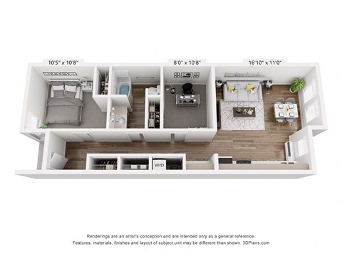 134th Street | 1A With Den Floor Plan